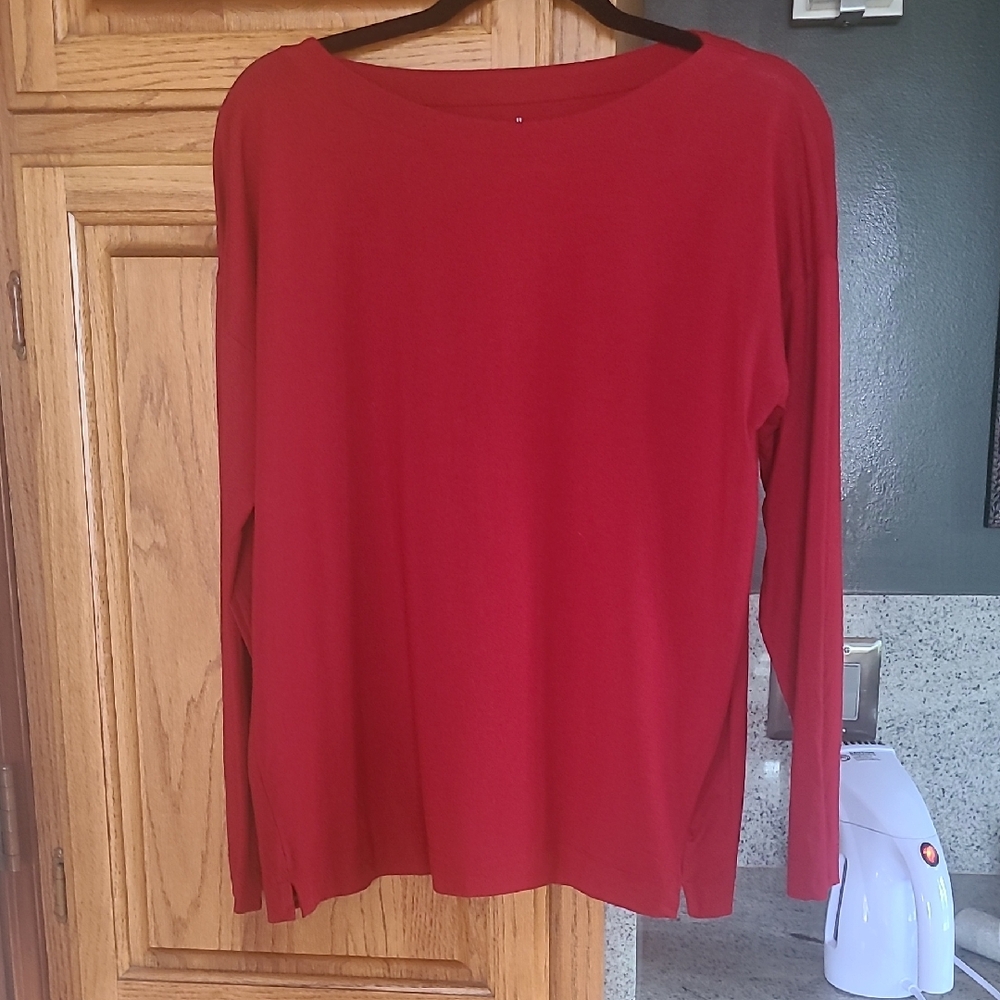 J. Jill Vibrant Red Long Sleeve Blouse Sz M